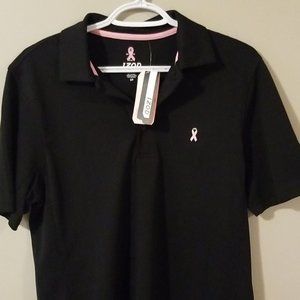 NWT Mens IZOD Polo Golf Shirt Breast Cancer Awareness Ribbon Black Small